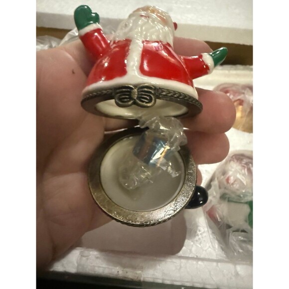 Vtg Y2K Winter Holiday Hinged Trinket Box w/Charm Set of 5 Santa, Snowman, etc - Picture 6 of 12
